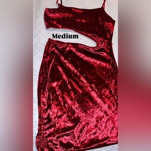 Red Velvet Cutout Midi Dress